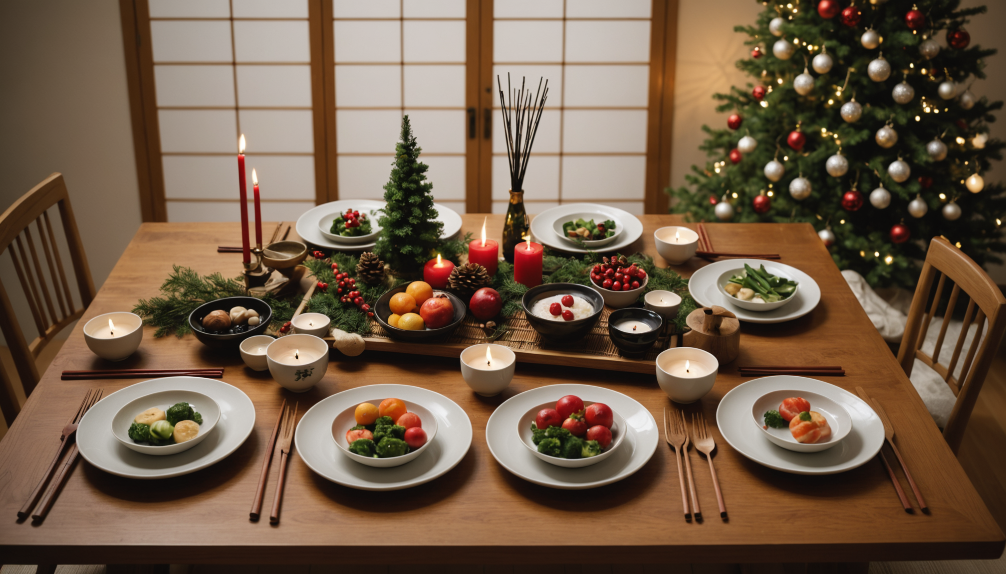 découvrez comment adopter l'art de la table japonaise pour une décoration de noël élégante et raffinée sans utiliser de nappe, le secret des stylistes pour un style unique et sophistiqué.