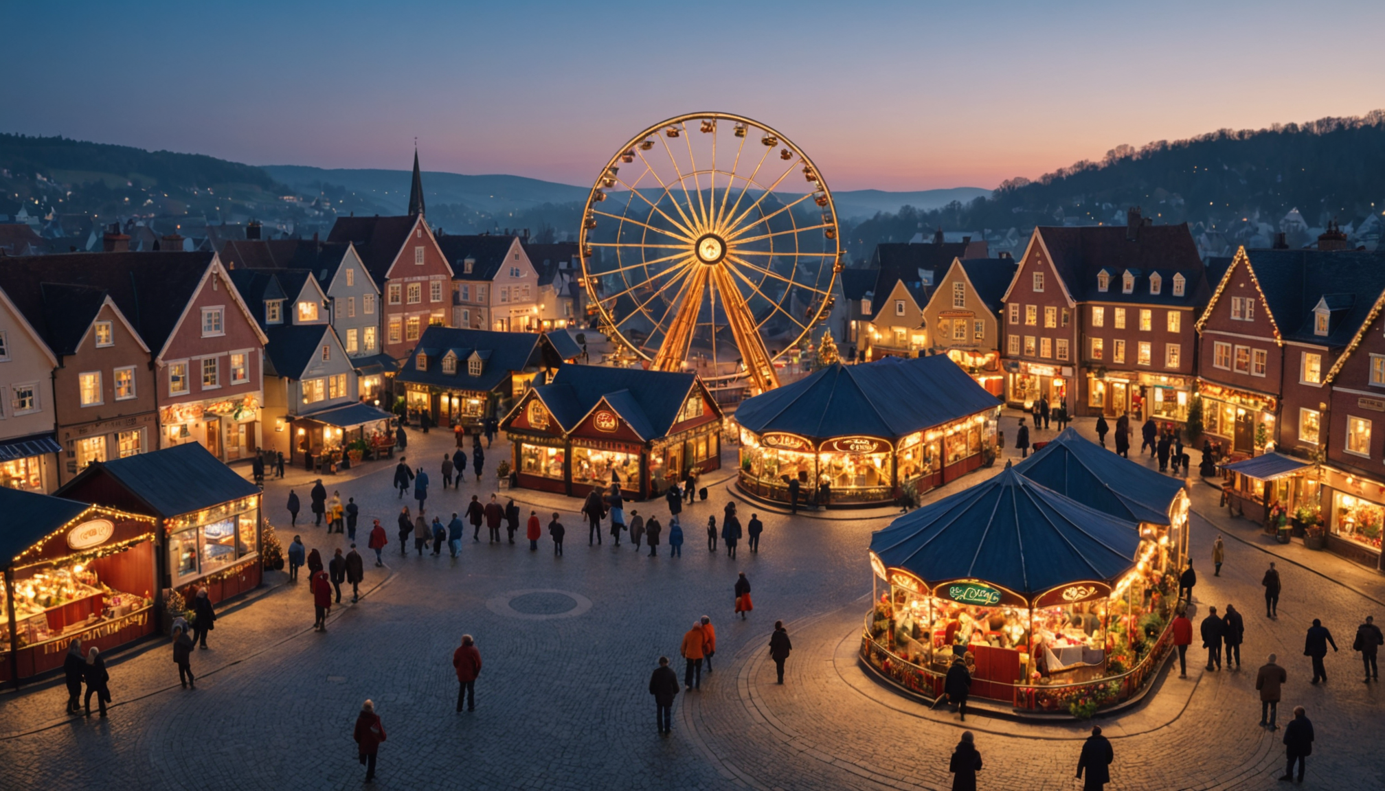 visitez le village lumineux avec grande roue chez maxi bazar à seulement 19,99 €. ambiance magique garantie pour toute la famille !