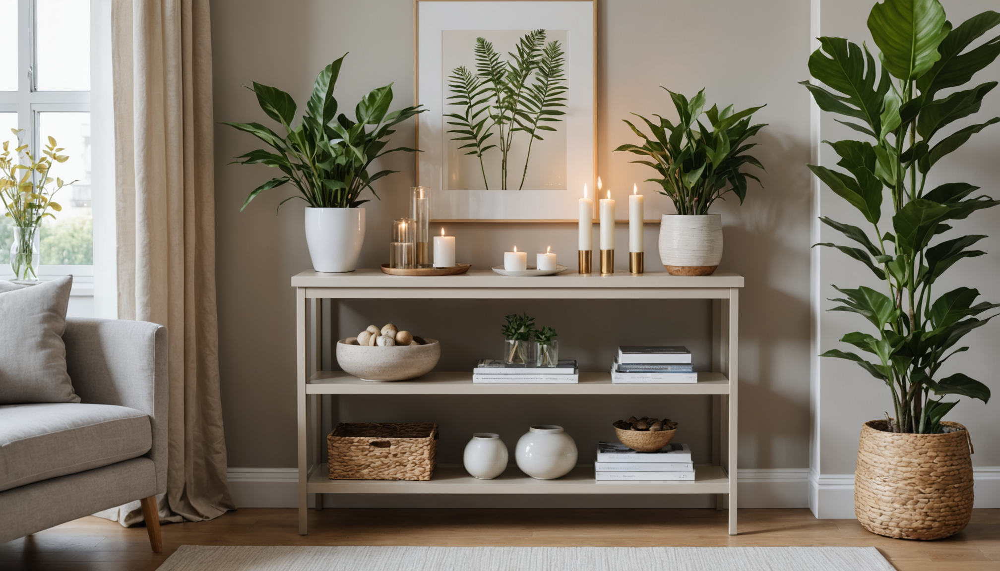 découvrez cette console polyvalente à petit prix, idéale pour organiser clés, bougies et plantes avec élégance et style dans votre intérieur.