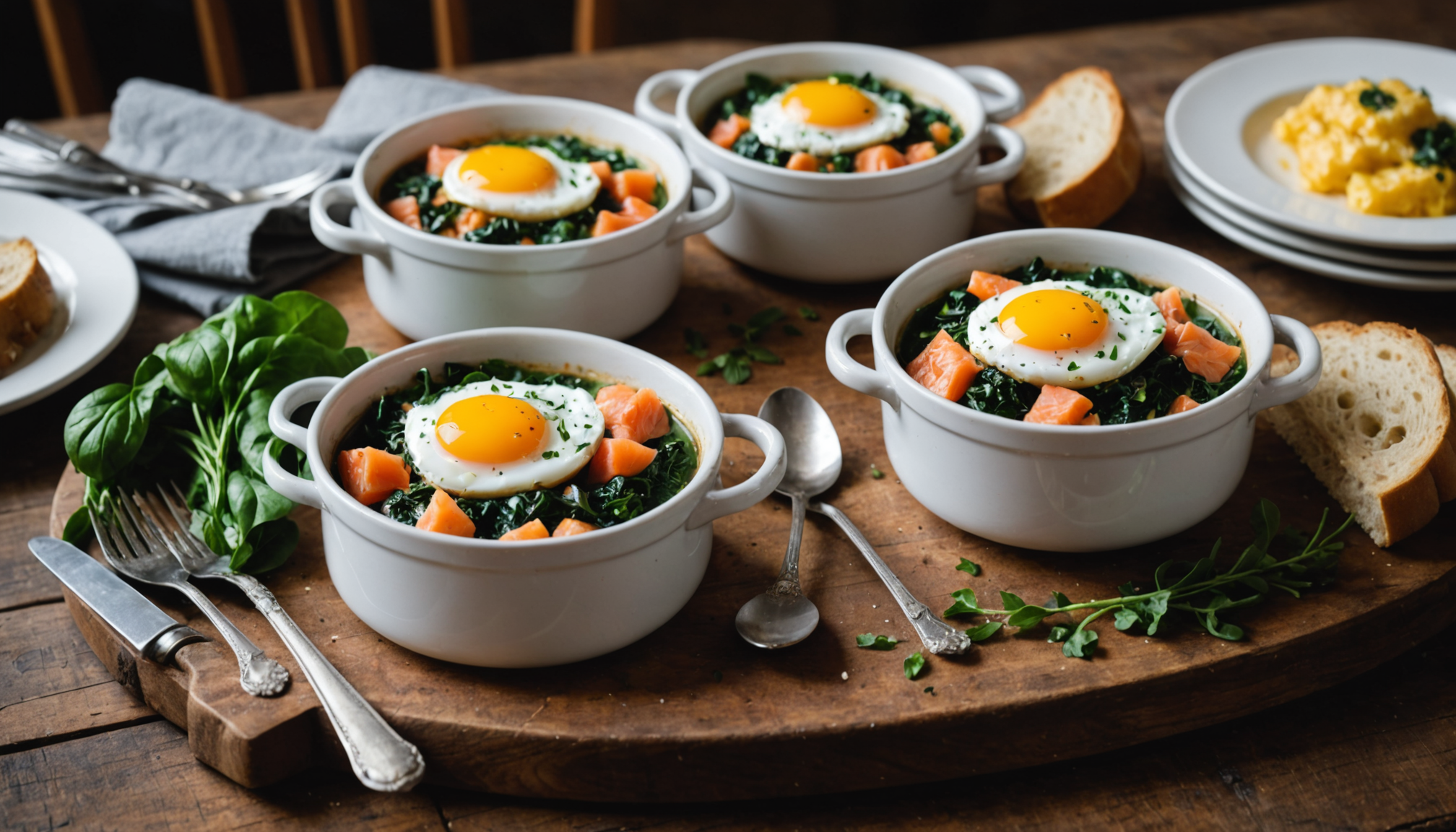 découvrez notre recette d'œuf cocotte gourmand au saumon fumé et aux épinards fondants, parfaite pour un brunch hivernal réconfortant et savoureux.