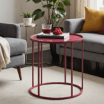 découvrez cette table d'appoint en acier couleur framboise, idéale pour égayer votre salon. disponible à 59,99 € chez maisons du monde, alliez style et praticité avec cette pièce tendance.