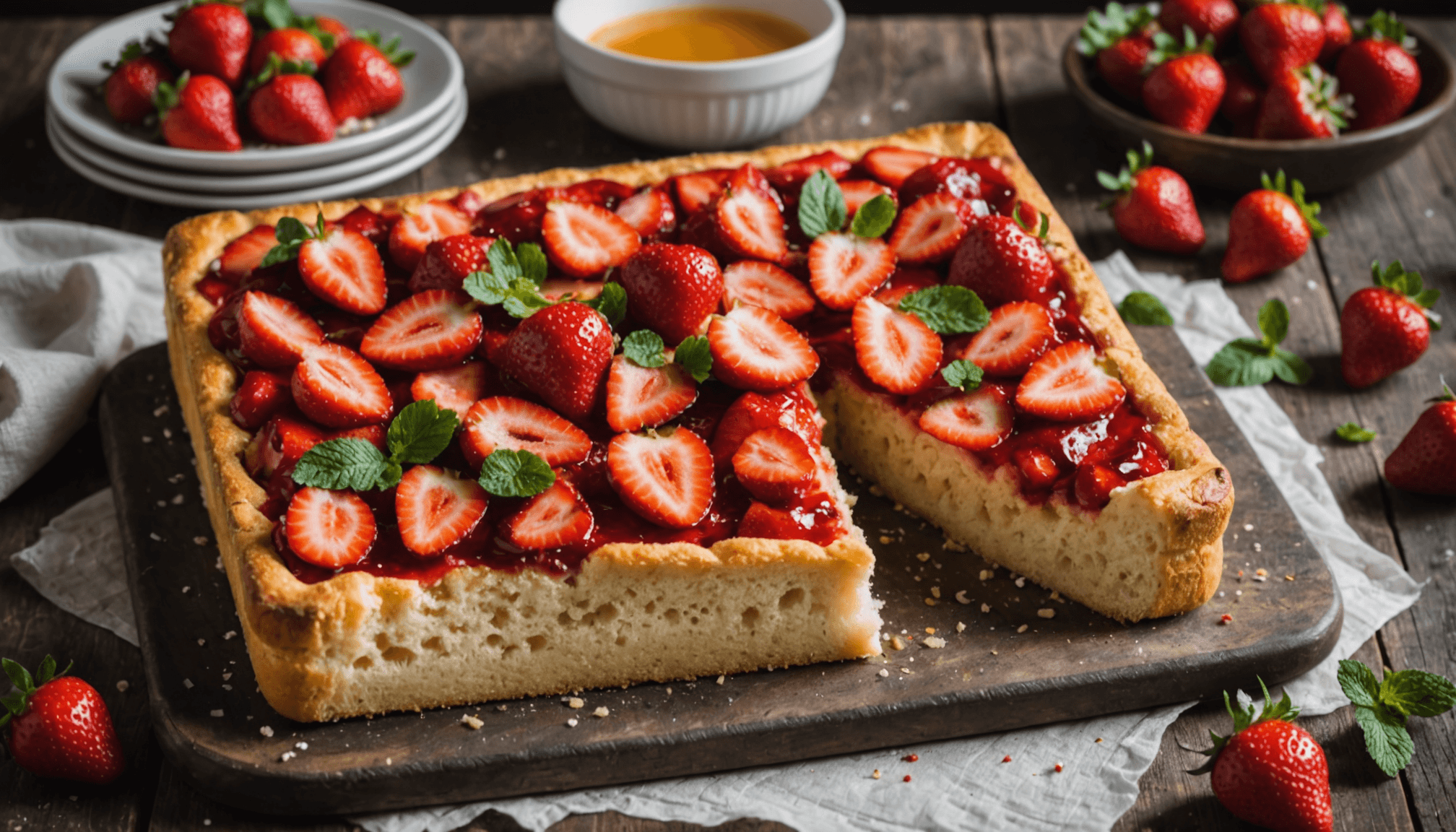 savourez une focaccia à la fraise ultra moelleuse, un délice léger et gourmand. découvrez la recette simple et rapide à réaliser pour régaler vos papilles dès aujourd'hui.