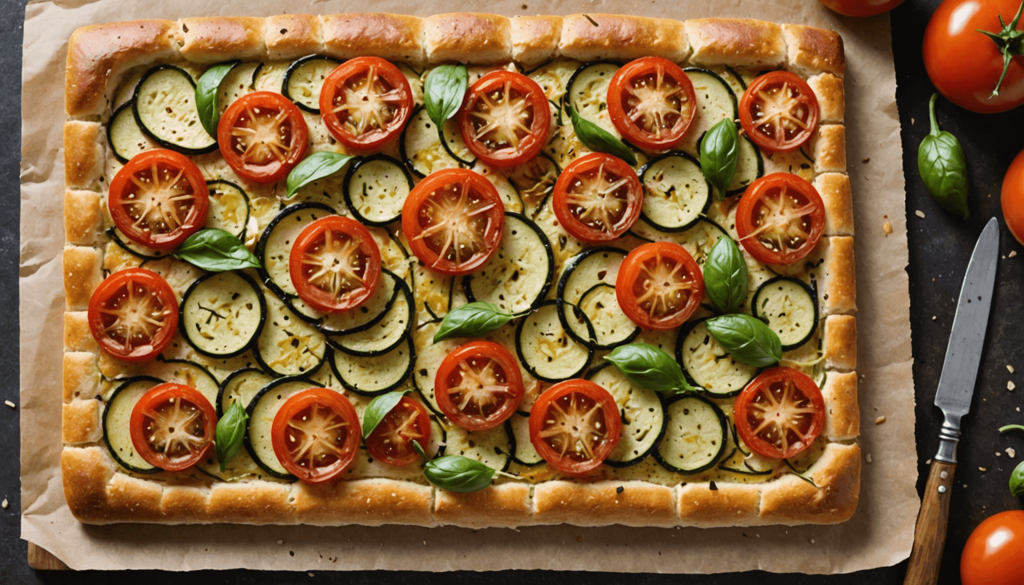 découvrez comment transformer un reste de courgette et trois tomates oubliées en une délicieuse focaccia qui surprendra tous vos convives.