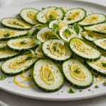 découvrez notre carpaccio de courgette au citron et parmesan, une entrée fraîche et savoureuse qui remplace la salade verte pour éveiller vos papilles.