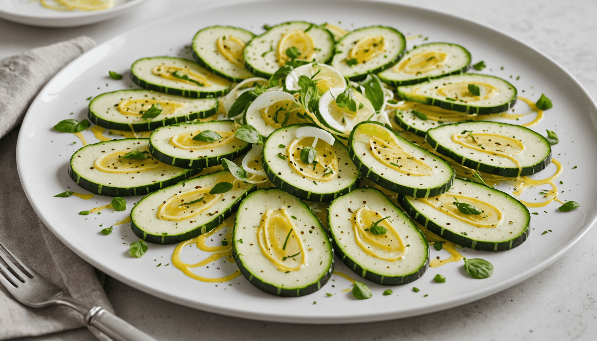 découvrez notre carpaccio de courgette au citron et parmesan, une entrée fraîche et savoureuse qui remplace la salade verte pour éveiller vos papilles.