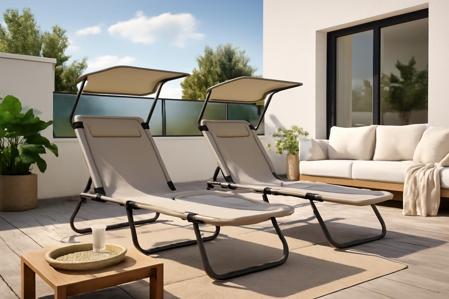 transformez votre terrasse avec ce duo de bains de soleil pliables équipés de pare-soleil, disponibles chez jardiland à seulement 49 €. confort et style au meilleur prix pour profiter pleinement de vos moments ensoleillés.
